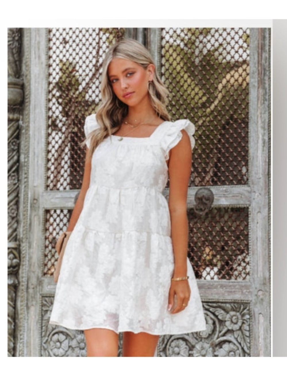 Vici Margarita Blanca Ruffle Babydoll Dress Off White Size Small